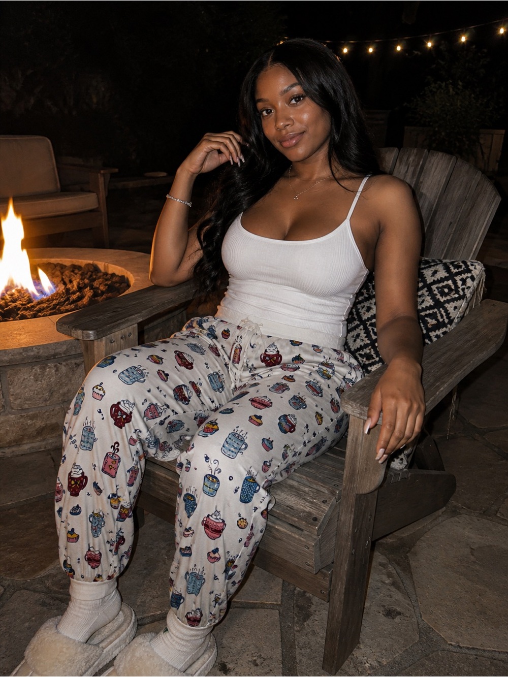 Secret Treasures Cream Cupcake Print Pajama Pants